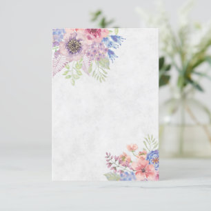 Blank Rosa und blaue Blütenhochzeit Einladung