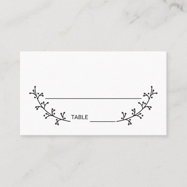 Blank Rustic Laurels Wedding Platzkarte (Vorderseite)