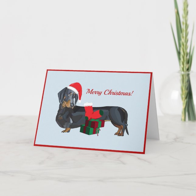 Blank Santa Dackel Weihnachtskarte Karte (Vorderseite)