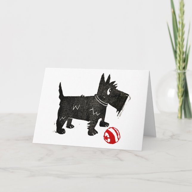 Blank Scottie mit Ball Dankeskarte (Vorderseite)