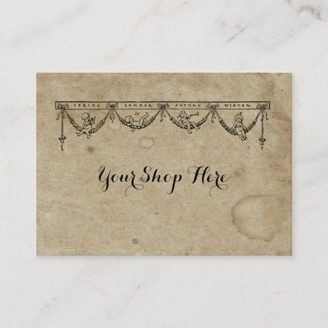 Blank Season & Cherub Antique aus den 1880er Jahre Visitenkarte (Vorderseite)