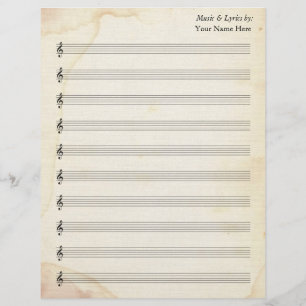 Blank Sheet Music 10 Stave Alt gesteinigtes Papier