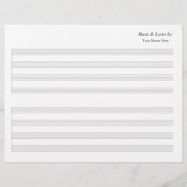 Blank Sheet Music 4 Stave Single (Vorderseite)