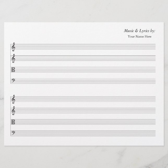 Blank Sheet Music 4 Stave String Quartett (Vorderseite)