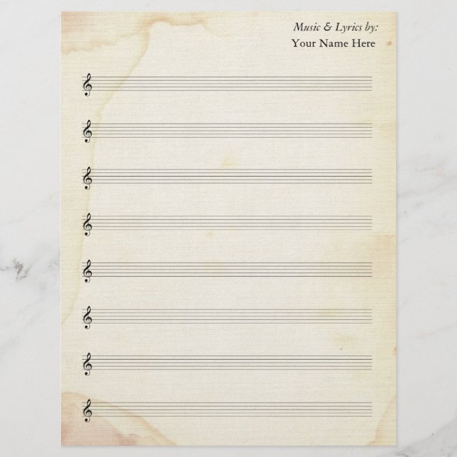 Blank Sheet Music 8 Stadium Altes Papier (Vorderseite)