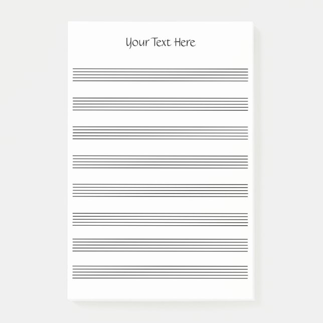 Blank Sheet Music 8 Staves Post-it Klebezettel (Vorderseite)