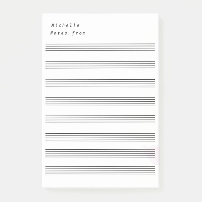 Blank Sheet Music 8 Staves Post-it Klebezettel (Vorderseite)