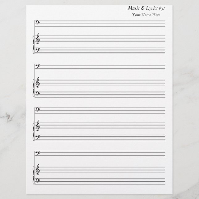 Blank Sheet Music Bass Clef (Vorderseite)