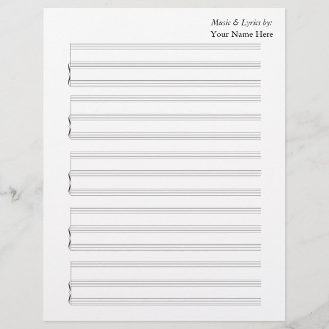 Blank Sheet Music for Piano and Voice (Vorderseite)