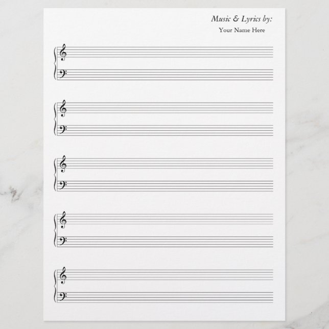 Blank Sheet Music Grand Staff Bass and Treble (Vorderseite)