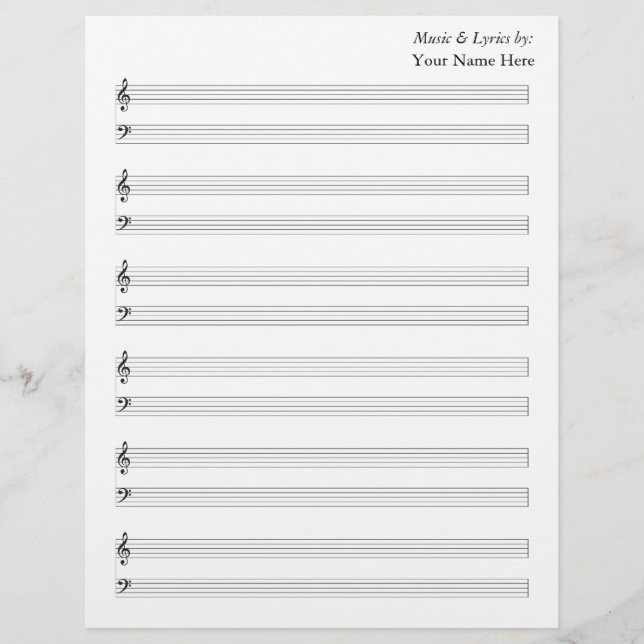 Blank Sheet Music Piano Staves (Vorderseite)