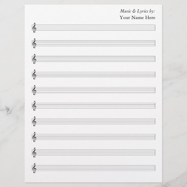 Blank Sheet Music Treble 10 Staves (Vorderseite)
