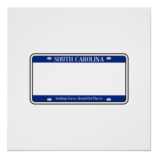 Blank South Carolina Staat Lizenzschild Poster (Vorderseite)