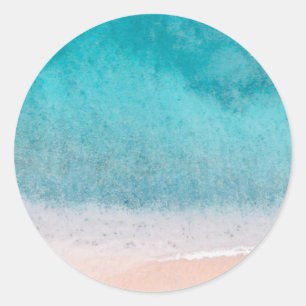 Blank-Template-Strand Sand Blue Sea Seaside Runder Aufkleber