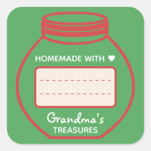 Blank Text Box Green Red Jam Jar Lid Labels Niedli Quadratischer Aufkleber