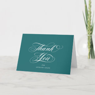 Blank Turquoise Eleganter Script-Abschluss Dankeskarte