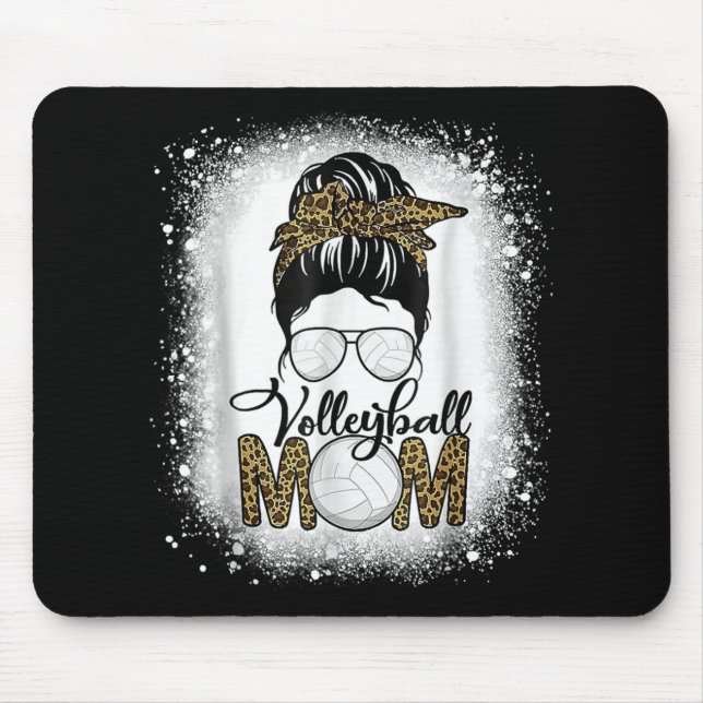 Blank Volleyball Mama Life Leopard Messy Bun Gam Mousepad (Vorne)