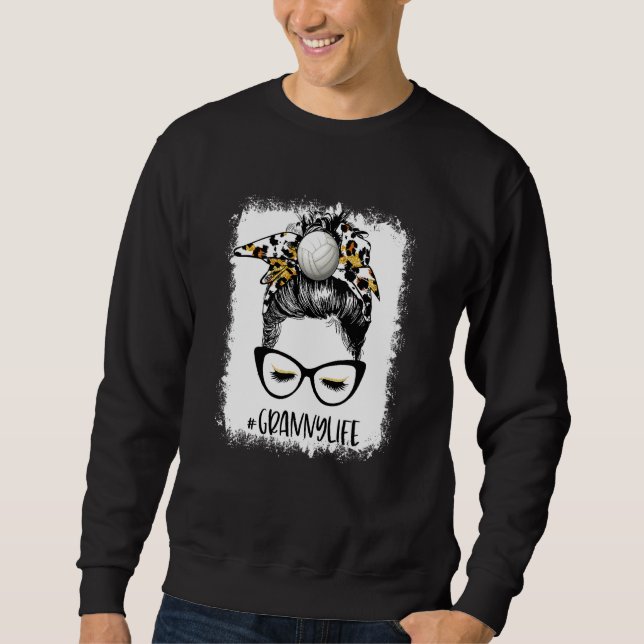 Blank Volleyball Mama Life Leopard Messy Bun Gam Sweatshirt (Vorderseite)
