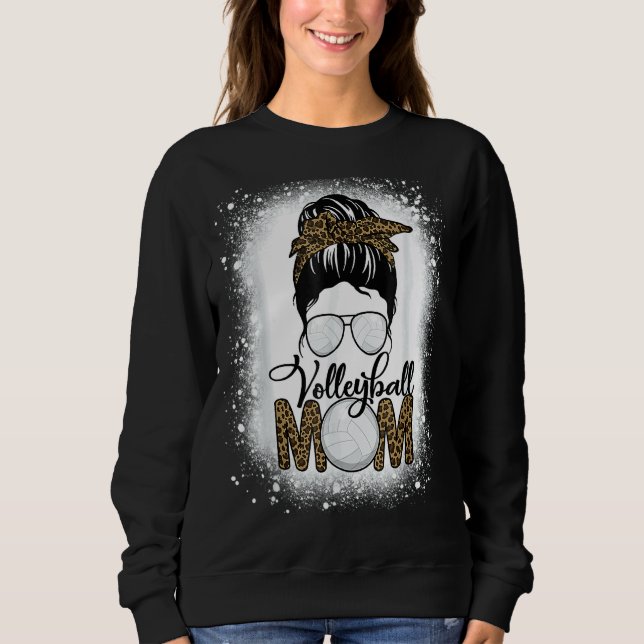 Blank Volleyball Mama Life Leopard Messy Bun Gam Sweatshirt (Vorderseite)