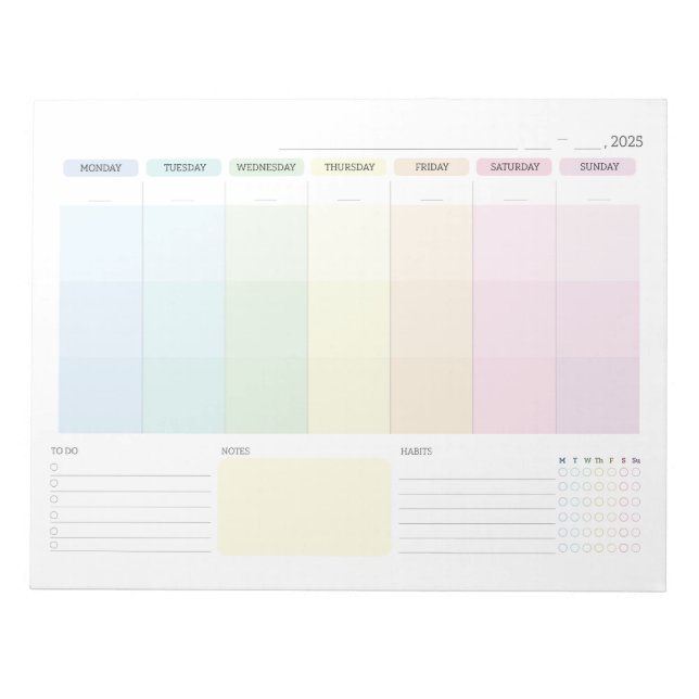 Blank Weekly Planner Notizblock (Vorderseite)