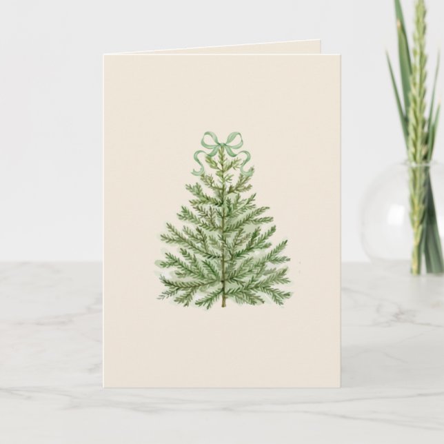 Blank Weihnachtskarte mit Weihnachtsbaum Grüner Bo Einladung (Vorderseite)