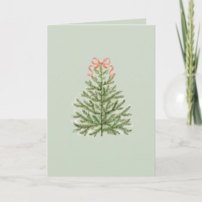 Blank Weihnachtskarte mit Weihnachtsbaum & Red Bow Einladung (Vorderseite)