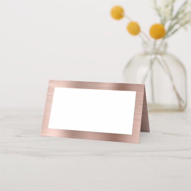 Blank White and Rose Gold Imitate Foil Platzkarte (Vorderseite)