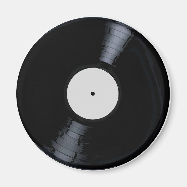 Blank-White-Record-Label Magnet (Vorne)