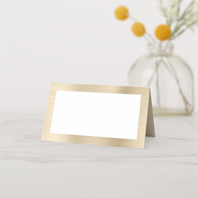 Blank White und Metallic Champagne Platzkarte (Vorderseite)
