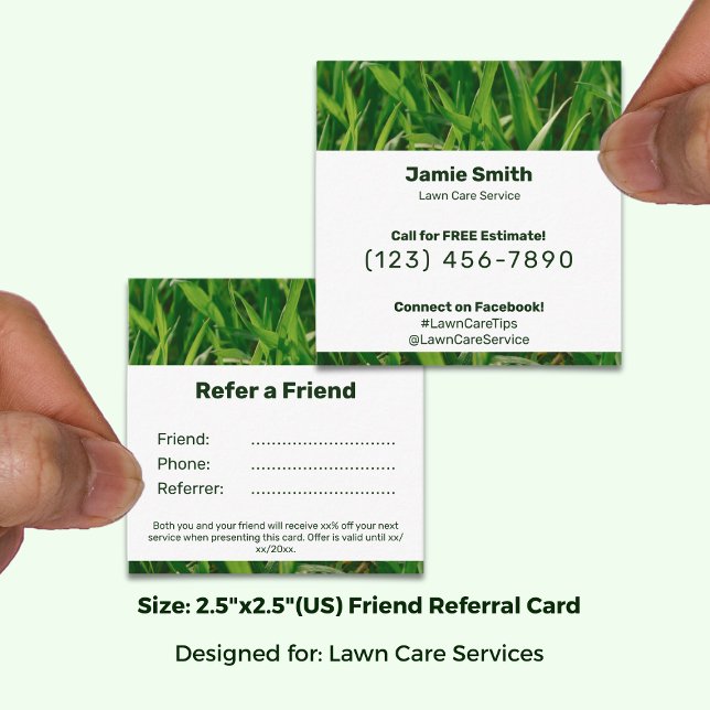 Blank, Writable Version, Editable Lawn Care  Empfehlungskarte (Blank, Writable Version, Editable Lawn Care Referral Card; Size: 2.5 x 2.5 Inch)