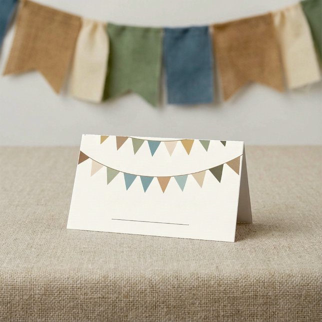 Blanke Platzkarte mit Handschrift (Bunting blank place card with handwriting line.)