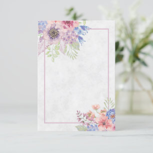 Blanke rosa und blaue Aquarell-Blumen-Hochzeits-Ei Einladung