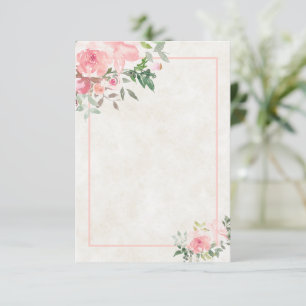 Blanke rosafarbene Aquarell-Blumen-Hochzeits Einla Einladung