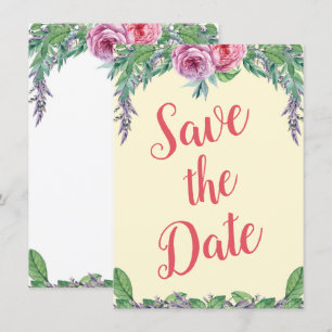 Blanke violette floral Aquarell Save-the-Date-Alte Einladung