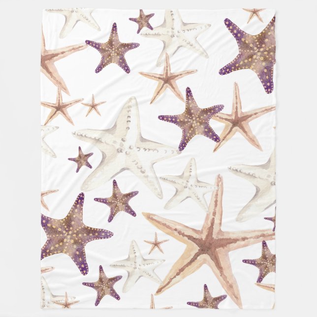 Blanket Beige Creme Lila Seehecht Fleecedecke (Vorderseite)