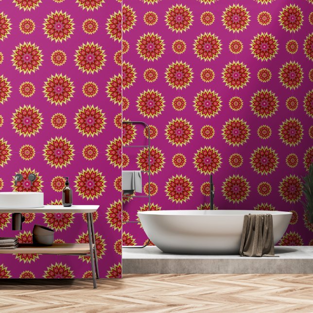 Blanket-Blume auf Magenta Tapete (Badezimmer)