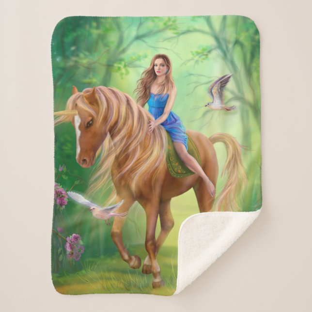 Blanket Fantasy Unicorn und Fee Sherpadecke (Vorderseite)