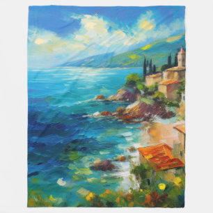 Blanket Mediterranean Beach Coasta Italien Art Fleecedecke