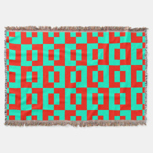 Blanket mit türkisfarbenen und roten Fliesen Decke