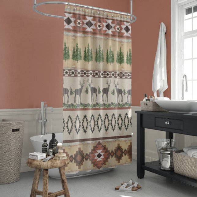 Blanket Muster Rustikale Lodge Deer Duschvorhang (Von Creator hochgeladen)