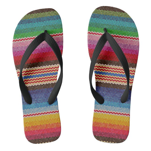 Blanket Streifen Ethnisch mexikanisches Stoffmuste Flip Flops (Fußbett)