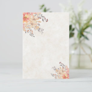 Blanko-Budget Apricot-Wasserfarben-Blumenhochzeit Einladung