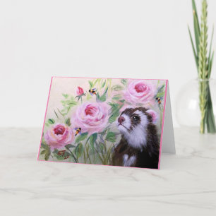 Blankokarte für Frettchen und Blume Dankeskarte
