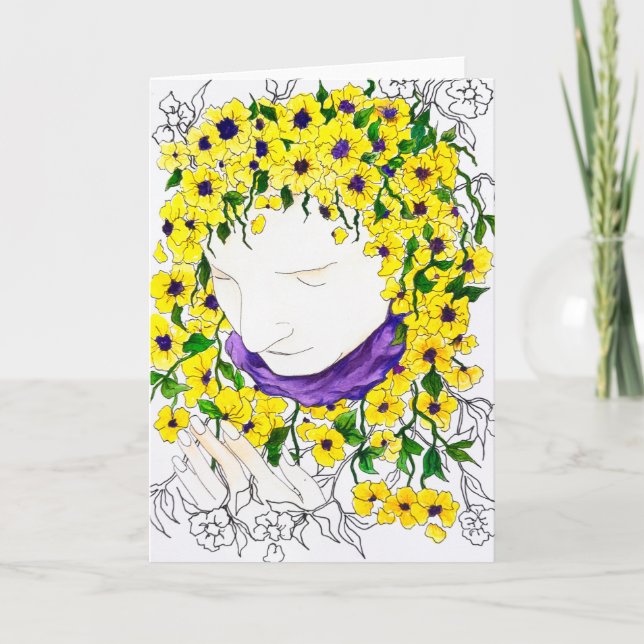 Blankokarte mit Blume Ankündigung (Vorderseite)