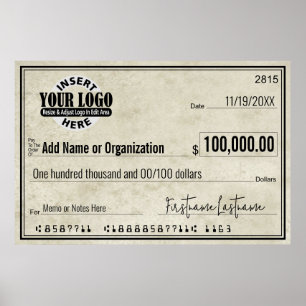 Blankoscheck für Sweepstakes & Awards ALTES DESIGN Poster