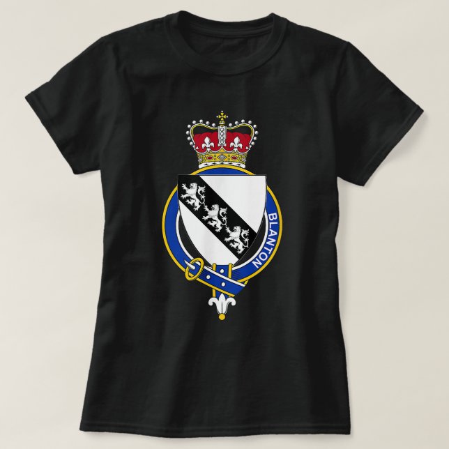 Blanton Coat of Arms Familienwappen T-Shirt (Design vorne)