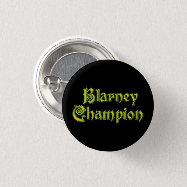 Blarney Champion schwarzer kleiner Knopf Button (Vorne & Hinten)