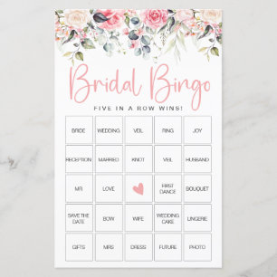 Bläschen Brautparty Bingo Game Card