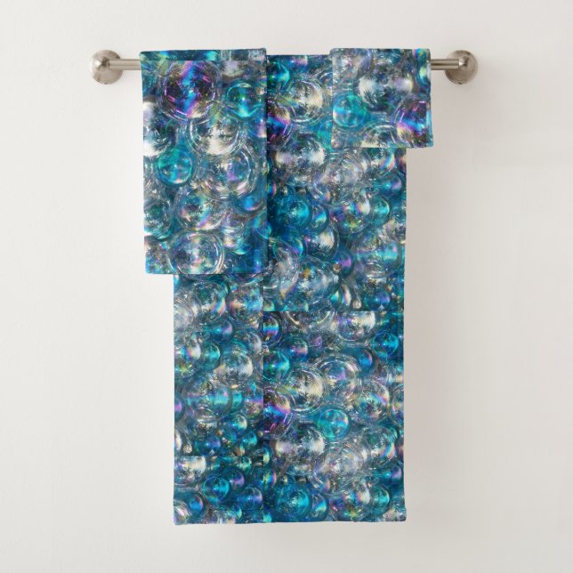 Bläschen Kleine Blasen Badetuch Set Blue Aqua (Insitu)