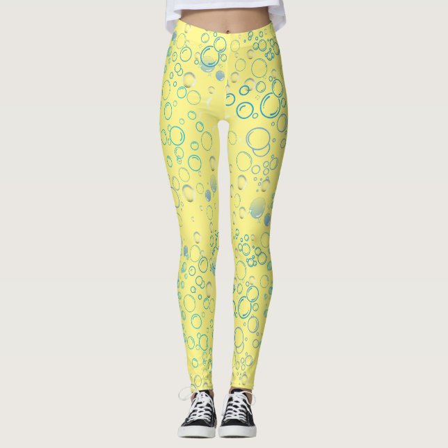 Bläschen Muster 01 Gelbe BG Leggings (Vorderseite)